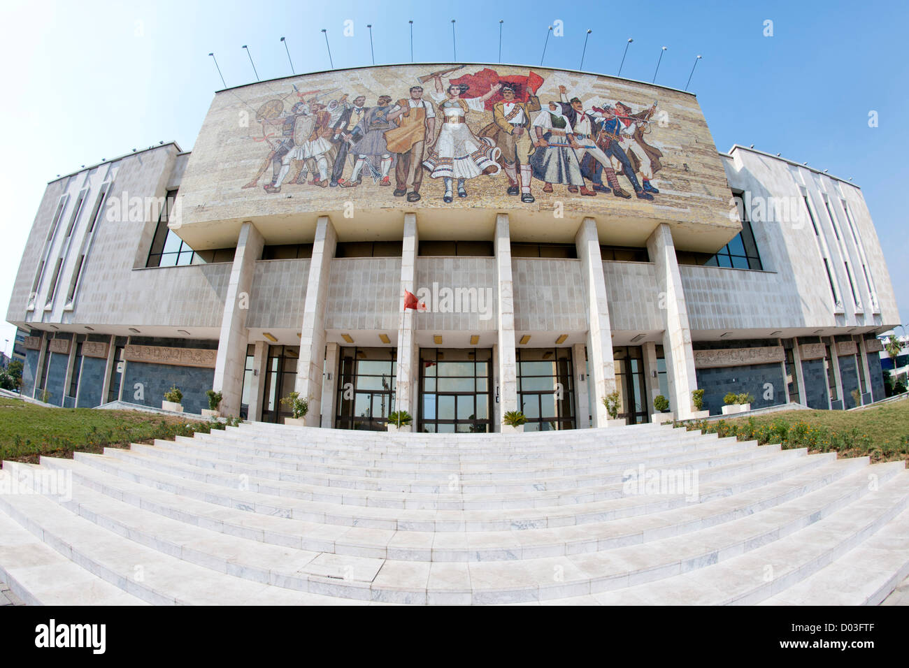 Das nationale historische Museum in Tirana, der Hauptstadt von Albanien. Stockfoto