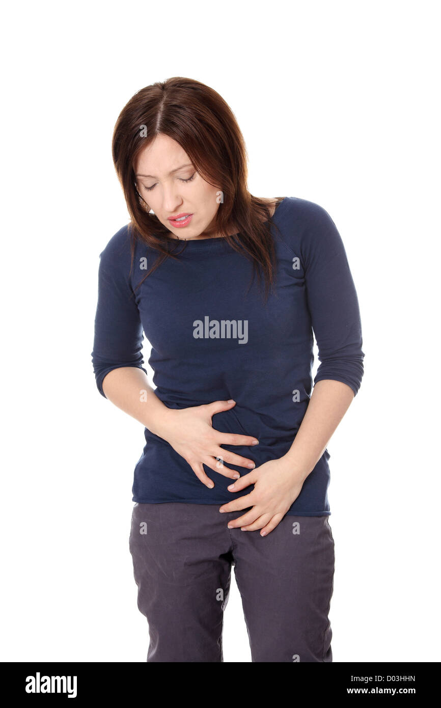 Frau Bauch mit den Händen zu halten. Schmerz-Konzept Stockfoto