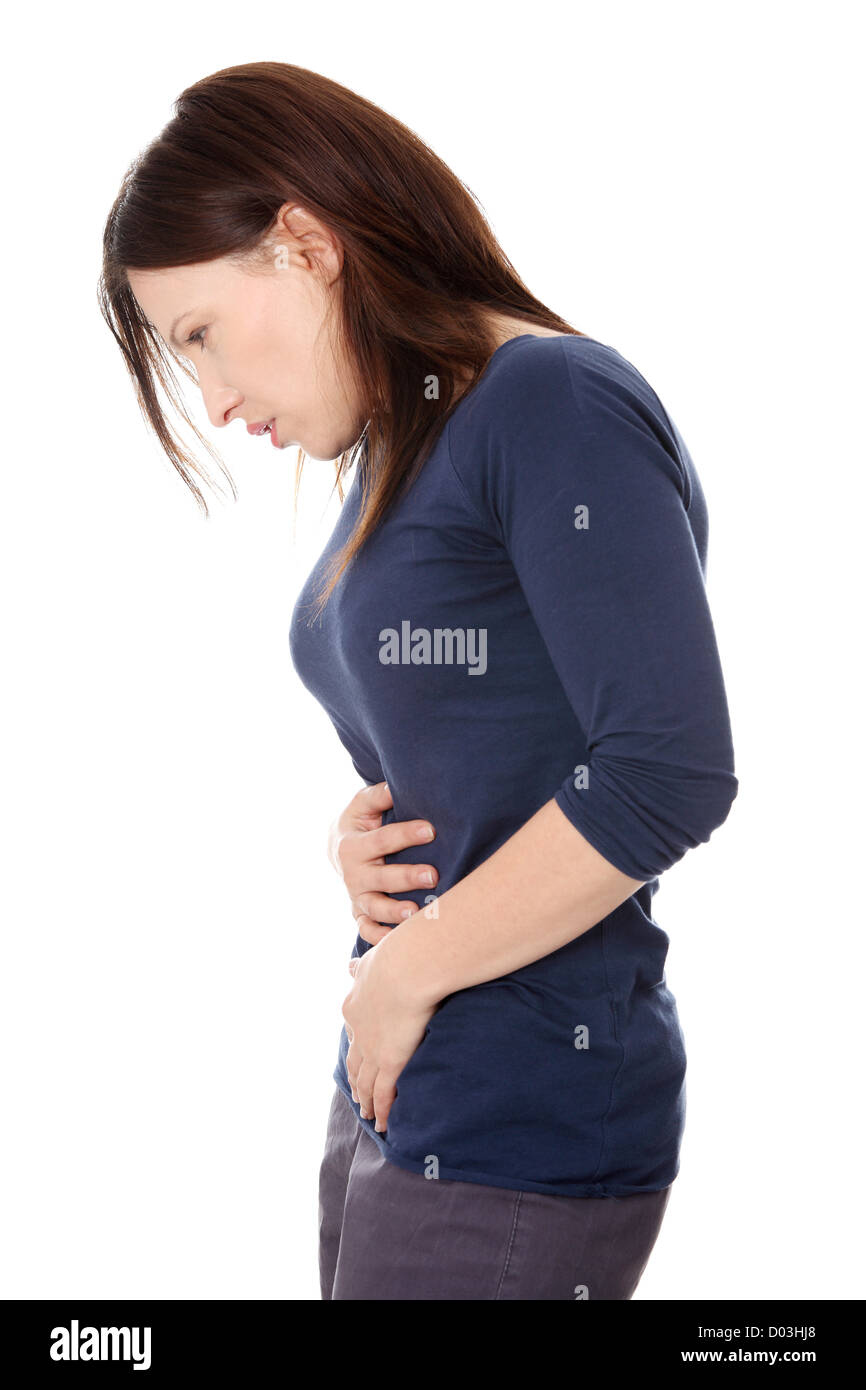 Frau Bauch mit den Händen zu halten. Schmerz-Konzept Stockfoto