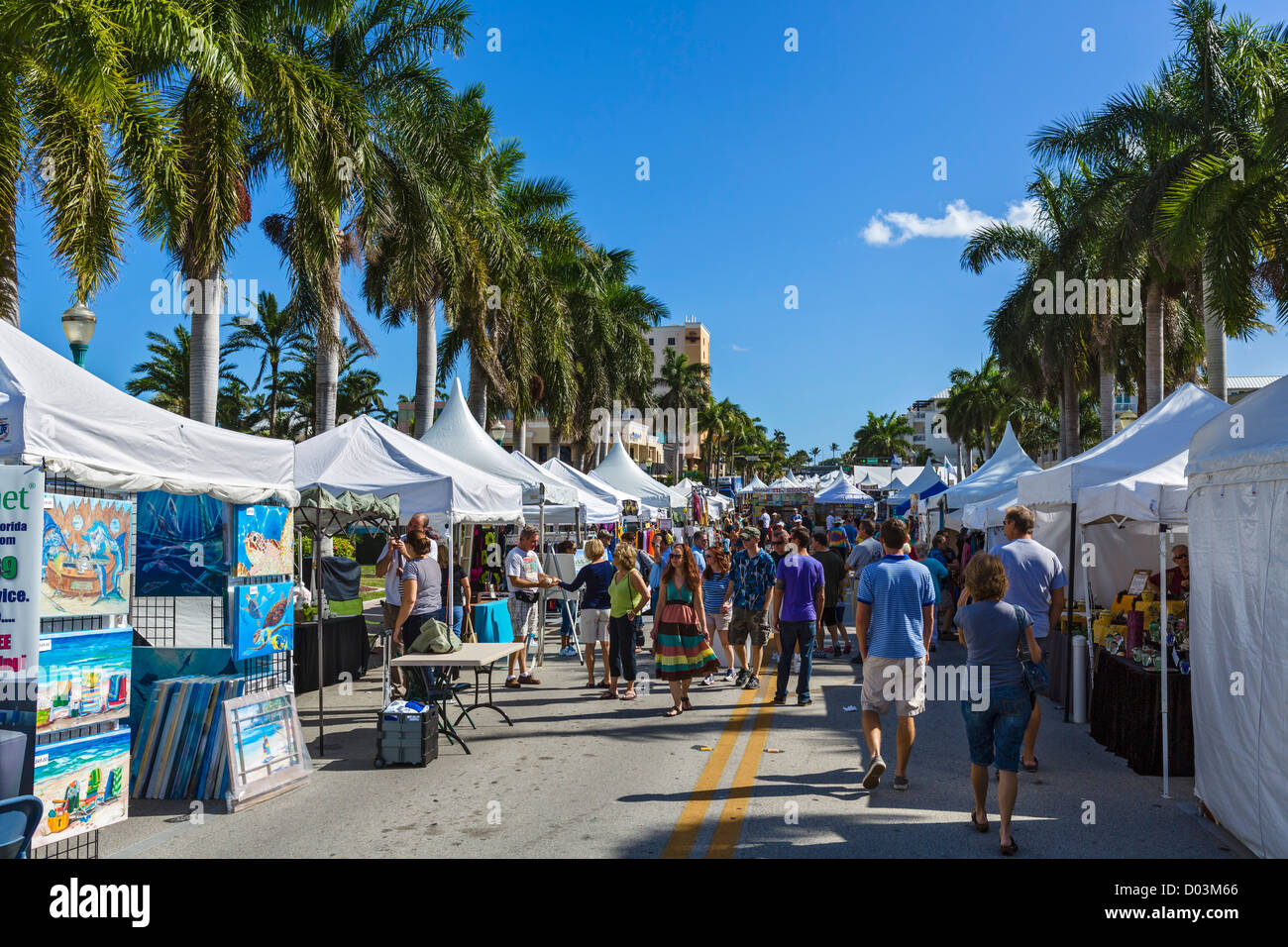 Marktstände in Delray Beach Wein und Meeresfrüchte Festival 2012, Atlantic Avenue, Delray Beach, Treasure Coast, Florida, USA Stockfoto