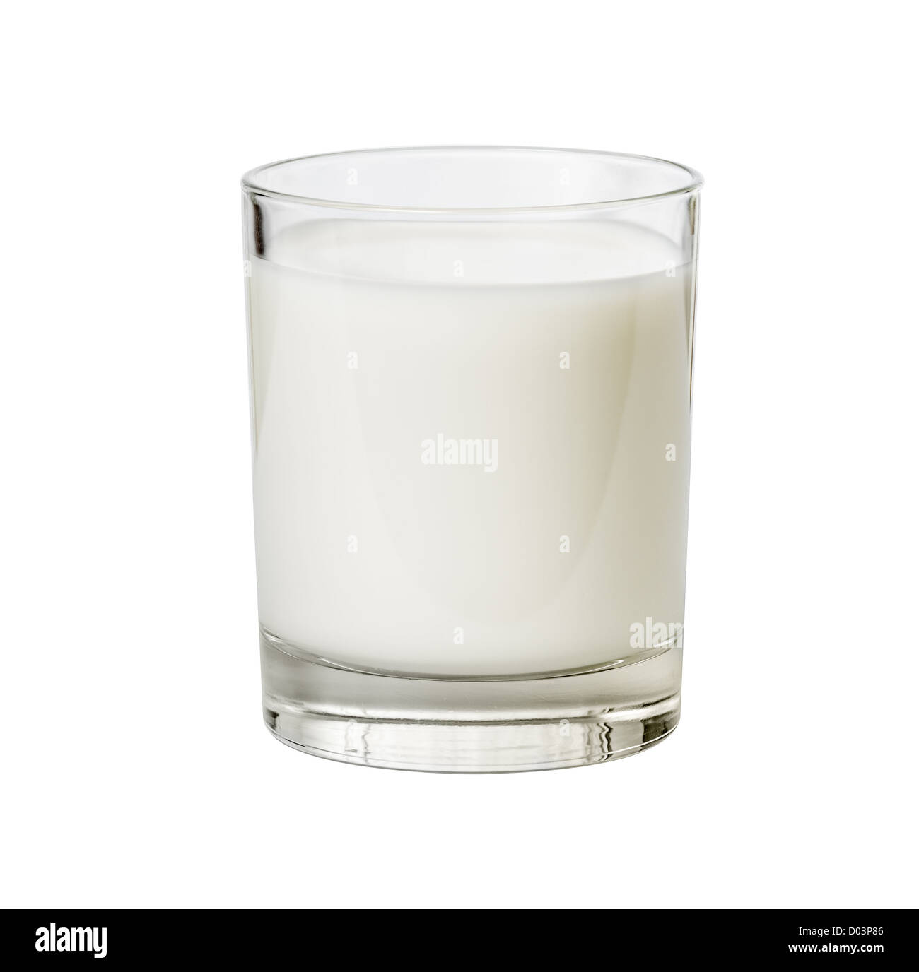 Glas Milch isoliert auf weiss Stockfoto