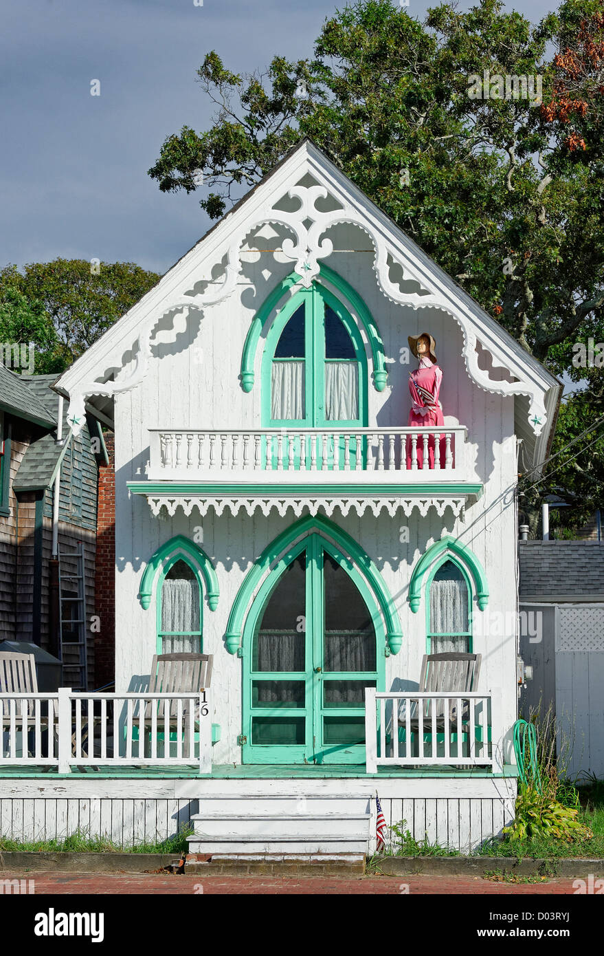 Campingplatz Ferienhäuser, Oak Bluffs, Martha's Vineyard, Massachusetts, USA Stockfoto