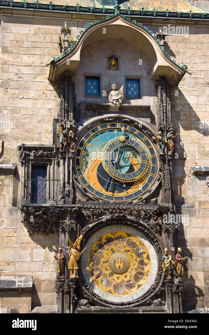 Ansicht des Prager Rathaus mit der astronomischen Uhr von Nikolaus von Kaaden Stockfoto