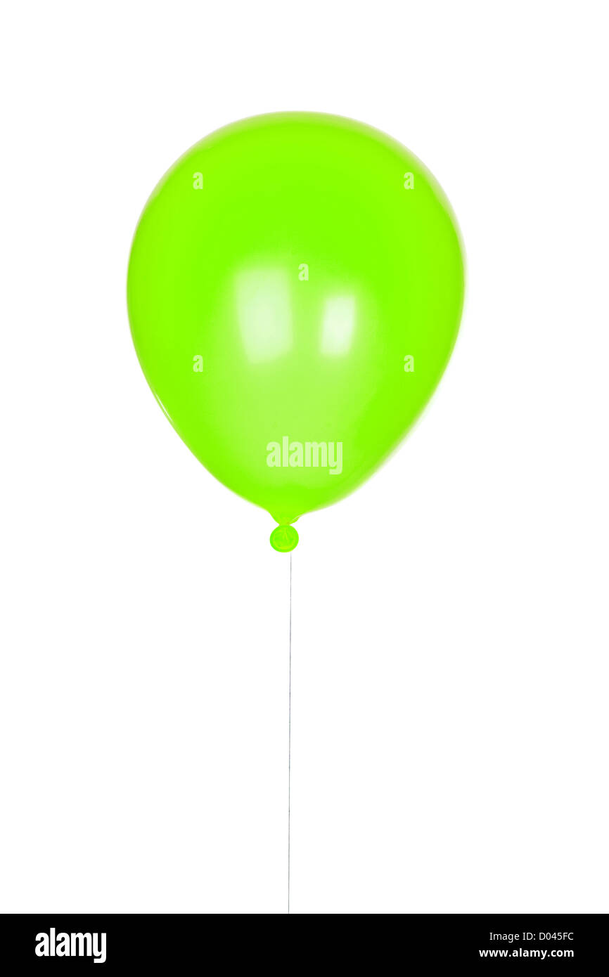 Gelber Ballon aufgeblasen isolierten auf weißen Hintergrund Stockfoto