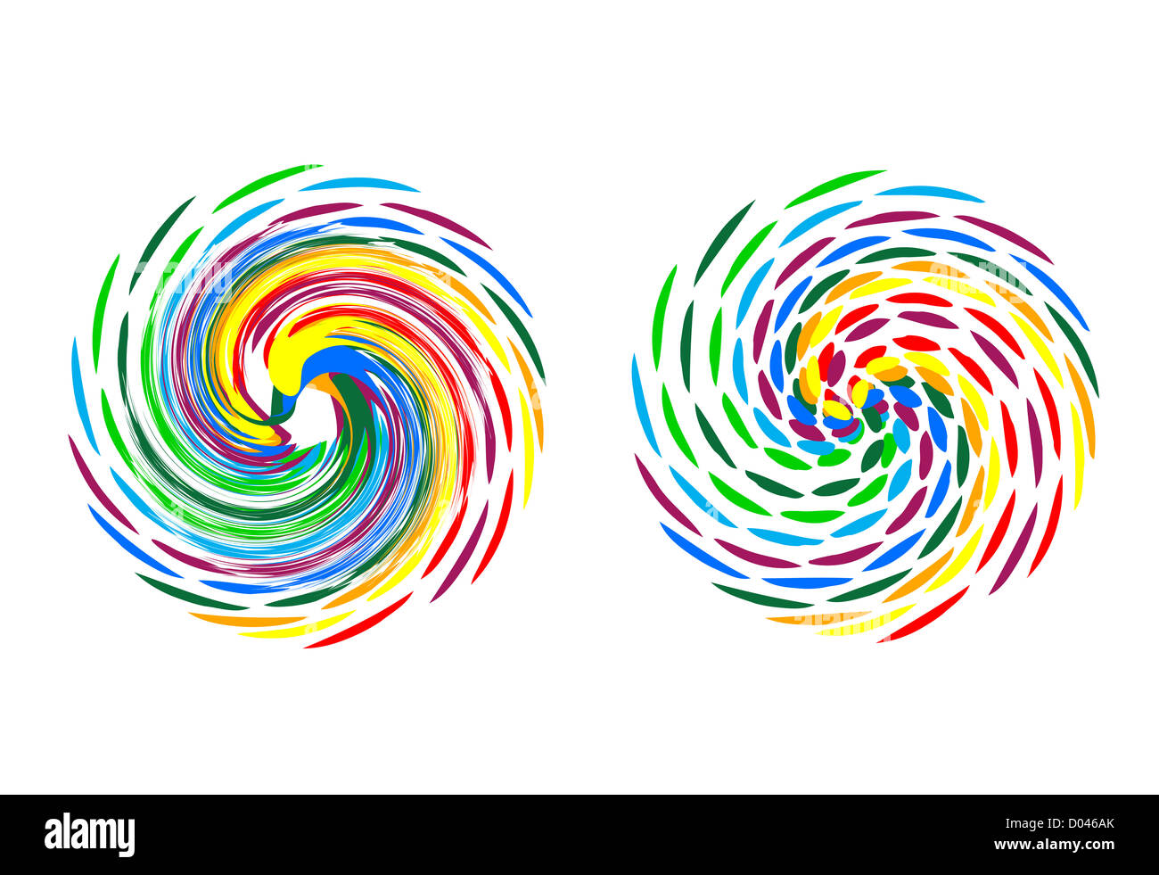 Illustration der bunten Logo auf weißem Hintergrund Stockfoto