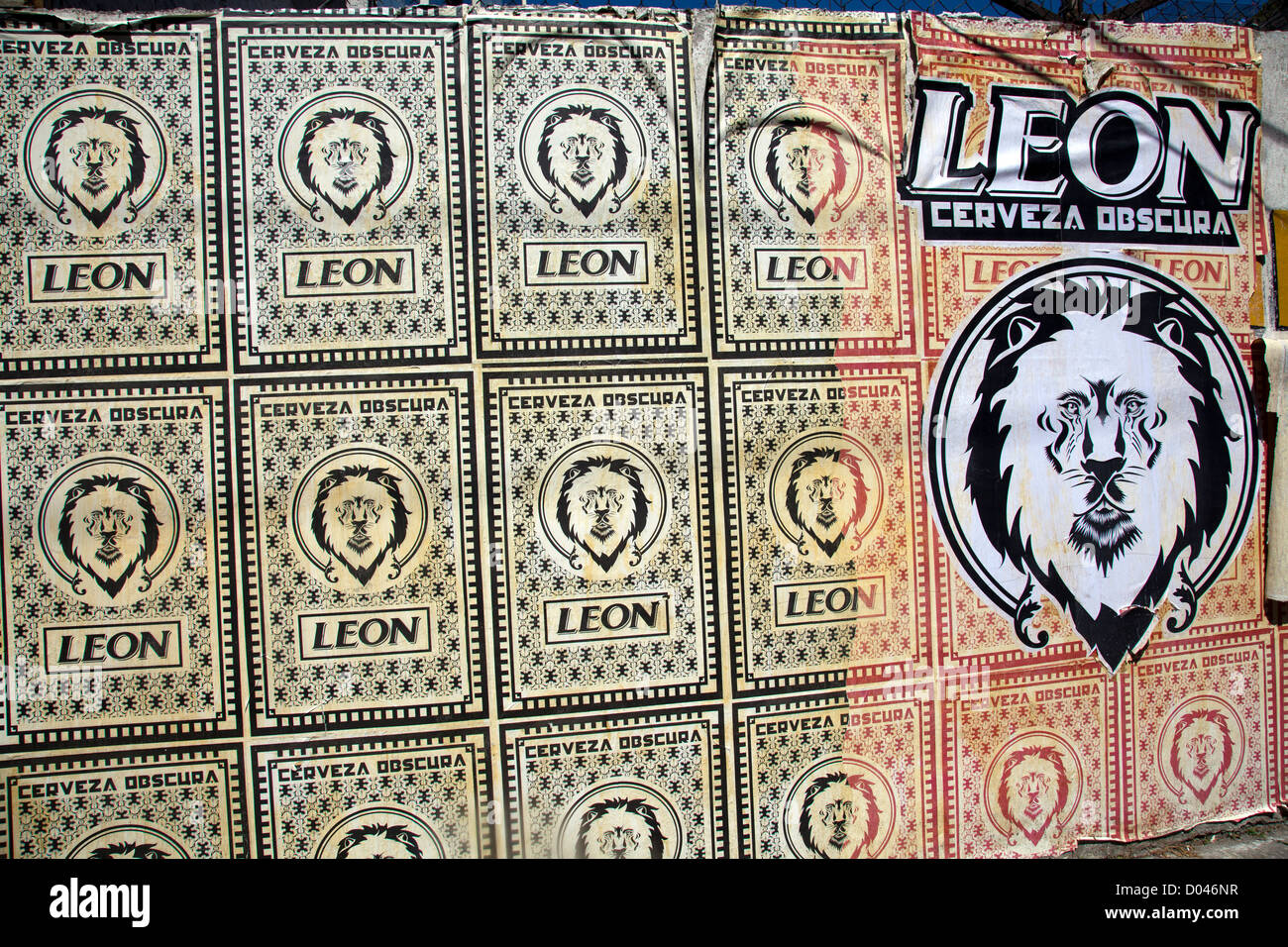 Werbung für Leon Cerveza (Bier) in Mexiko-Stadt DF Stockfoto