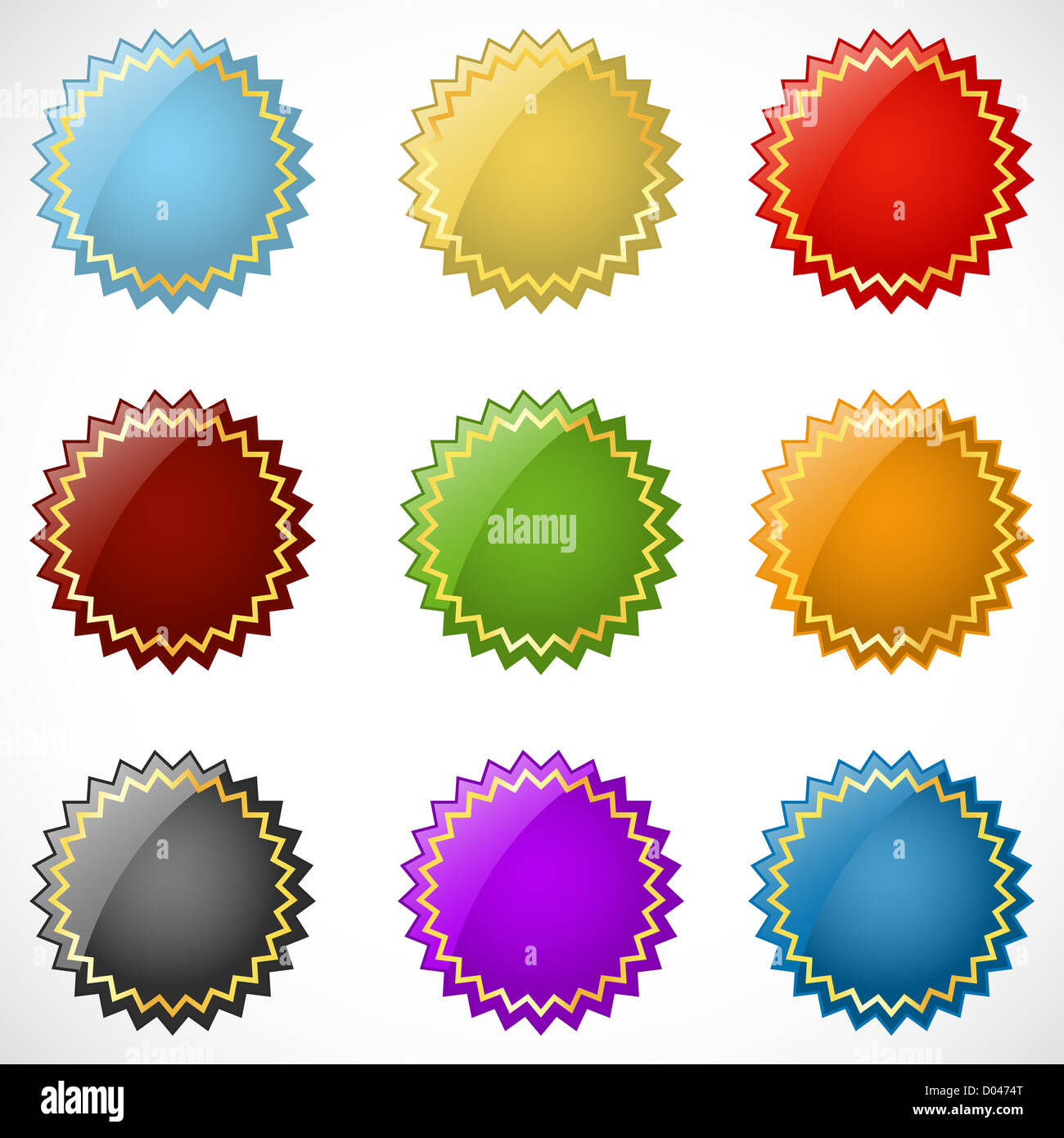 Darstellung der verschiedenen bunten Logo auf weißem Hintergrund Stockfoto