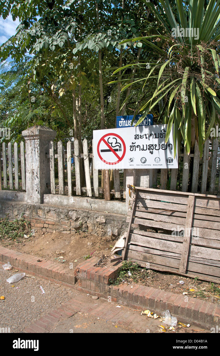 rauchverbot in stret, Luang Prabang, Laos Stockfoto