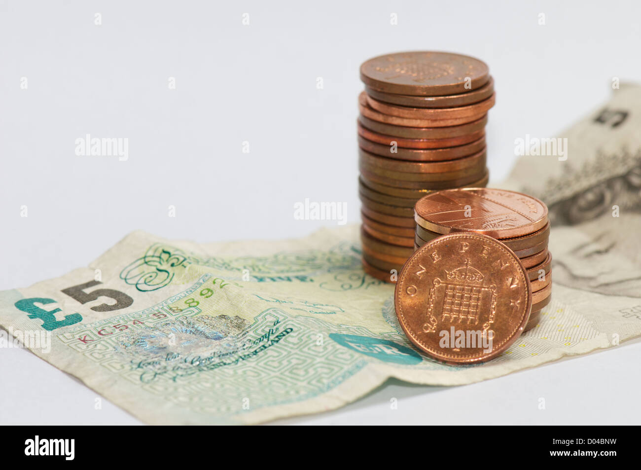 Pfund und pence Stockfoto