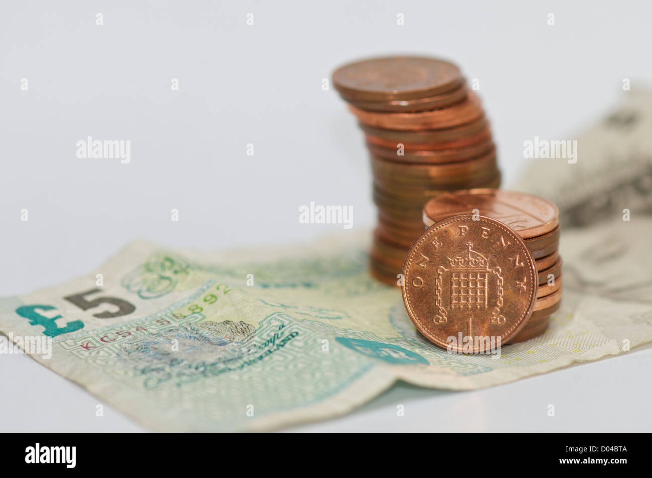 Pfund und pence Stockfoto