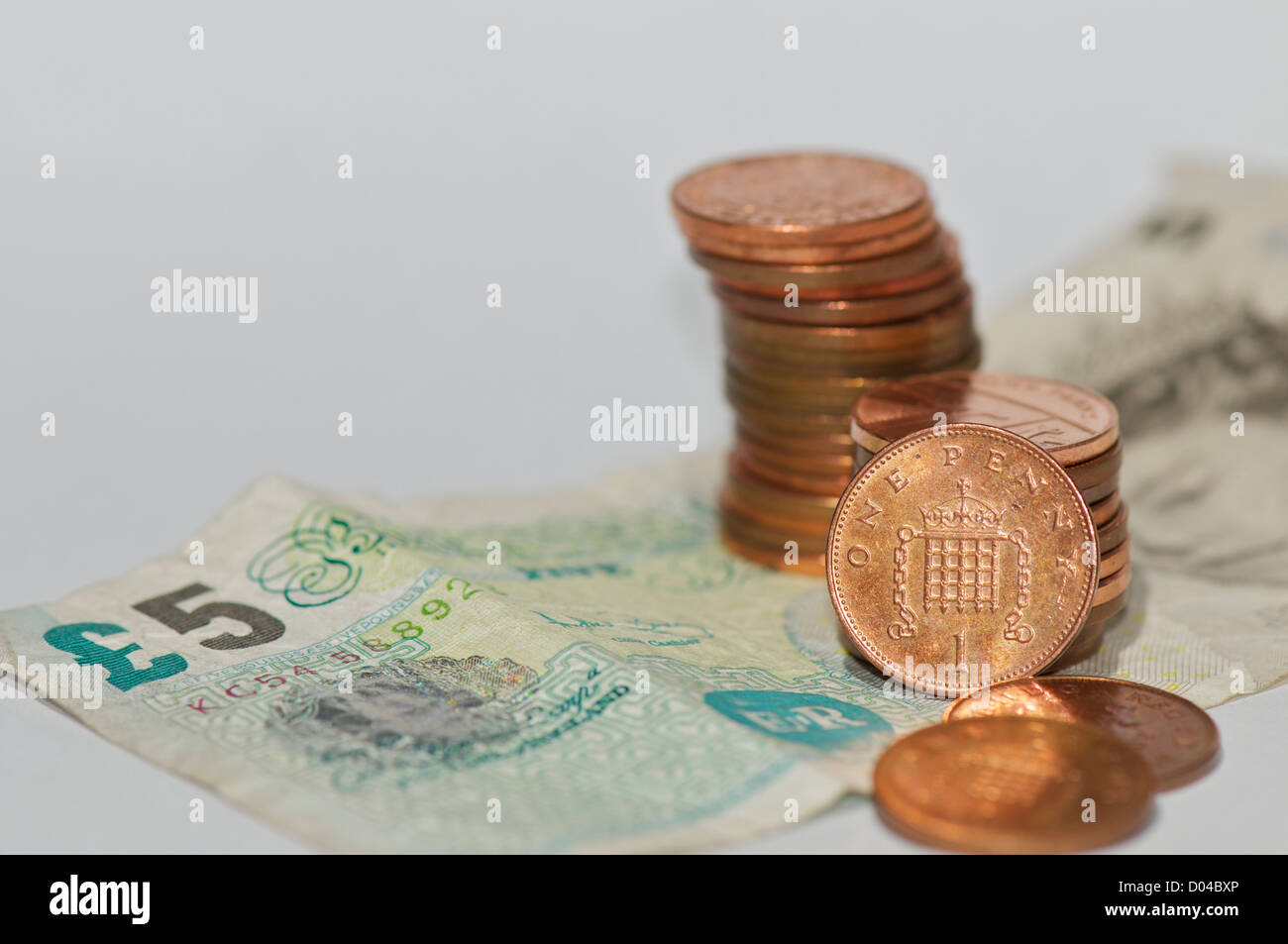 Pfund und pence Stockfoto