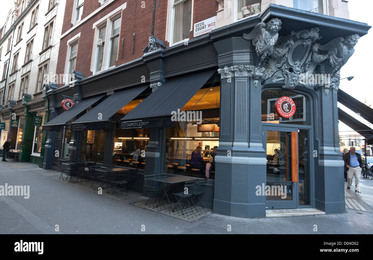 Chipotle Restaurant, Cecil Court, Covent Garden, London, England, Großbritannien Stockfoto
