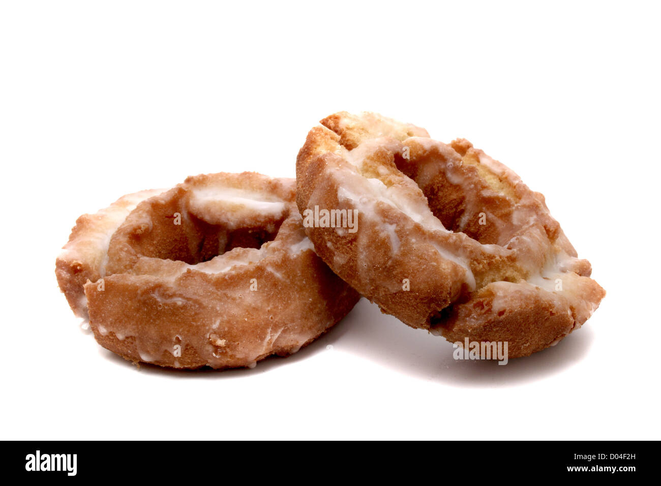 Ein paar Donuts isoliert auf weiss. Stockfoto