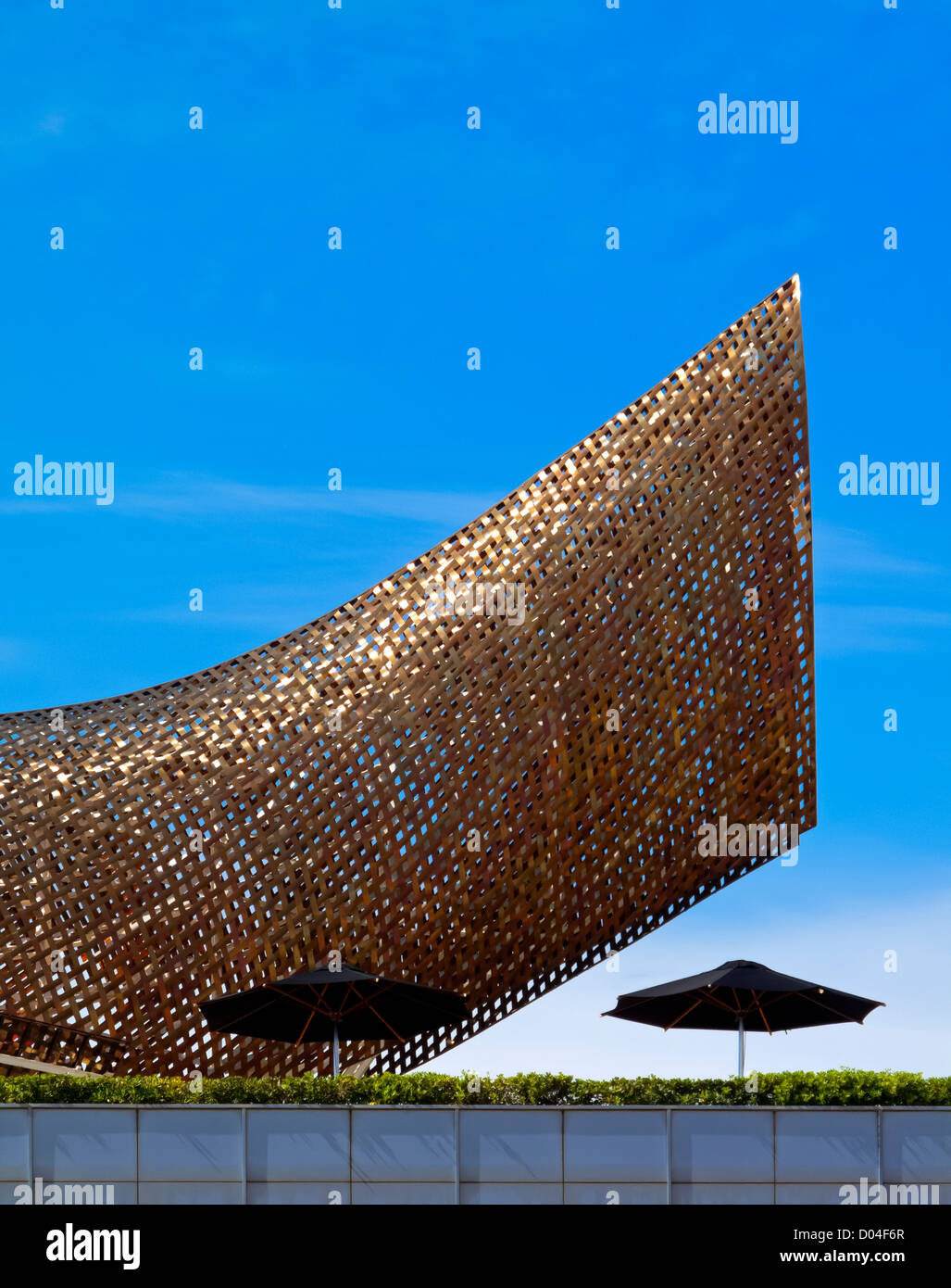 Detail der Fisch Skulptur von Frank Gehry in Barceloneta Port Olimpic Barcelona Katalonien Spanien gebaut 1992 für die Olympischen Spiele Stockfoto