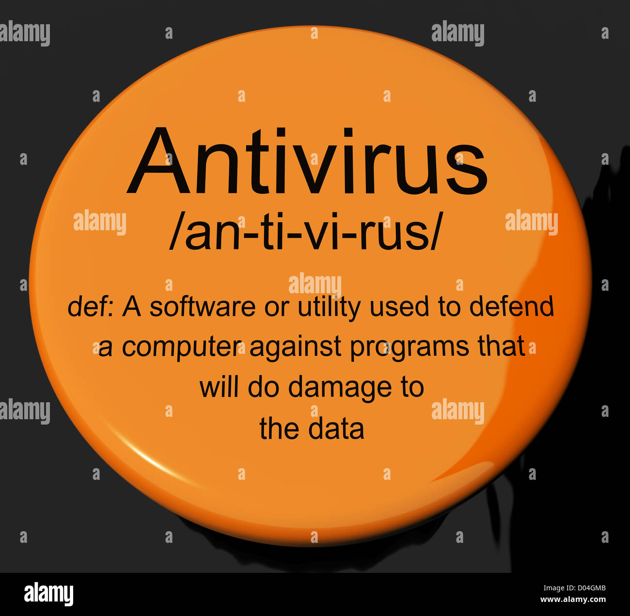 Antivirus-Definition-Taste zeigt Computer-System-Sicherheit Stockfoto