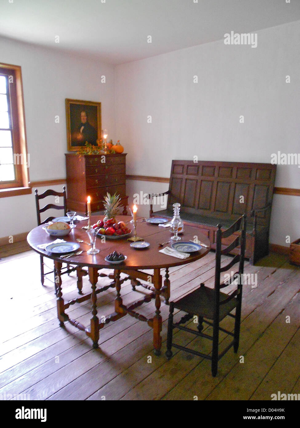 1. Etage Zimmer in Primitive Hall in Chester County, Pennsylvania. Auf dem NRHP. Stockfoto