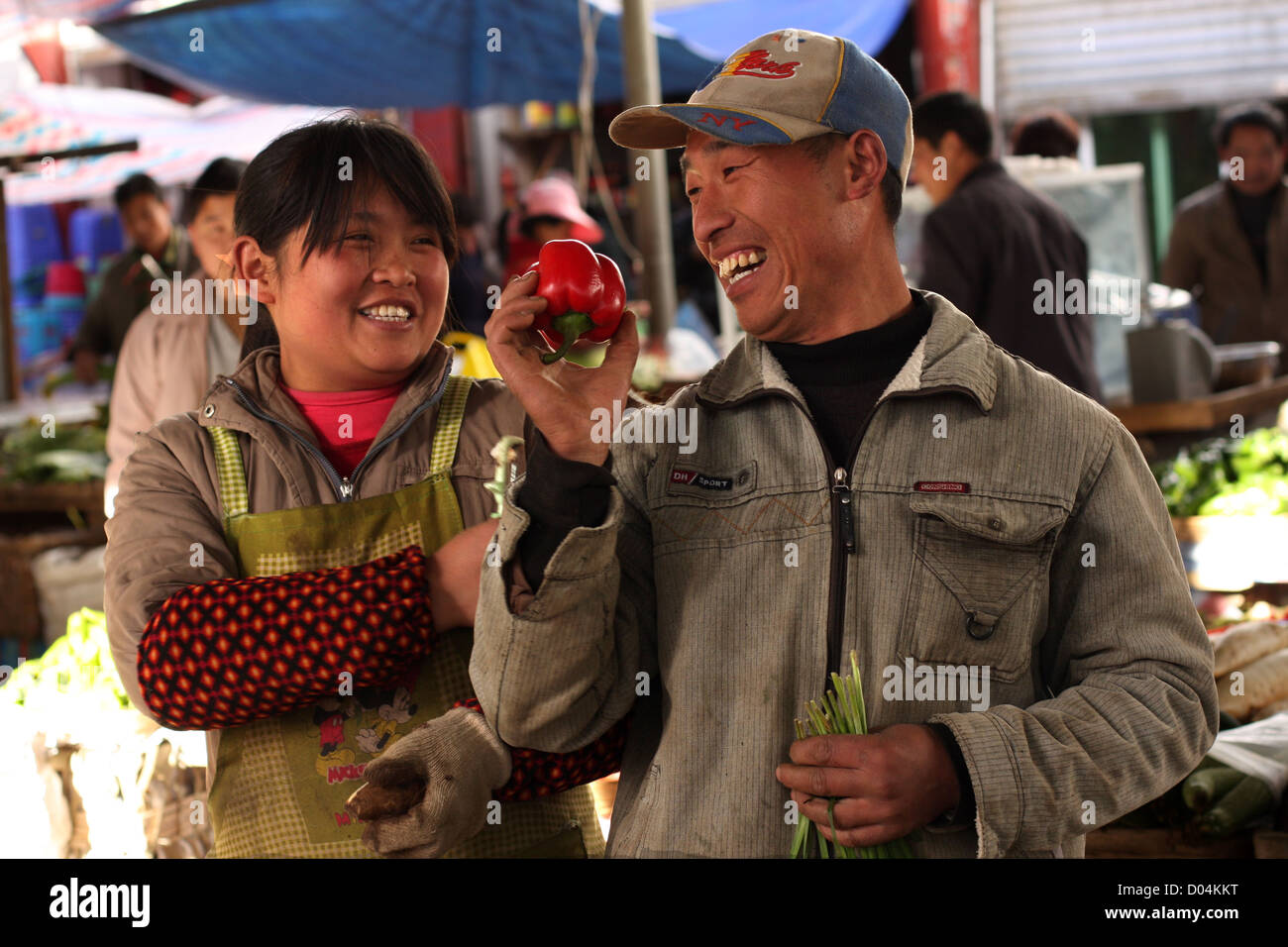 Markthändler, Lithang, Sichuan Stockfoto