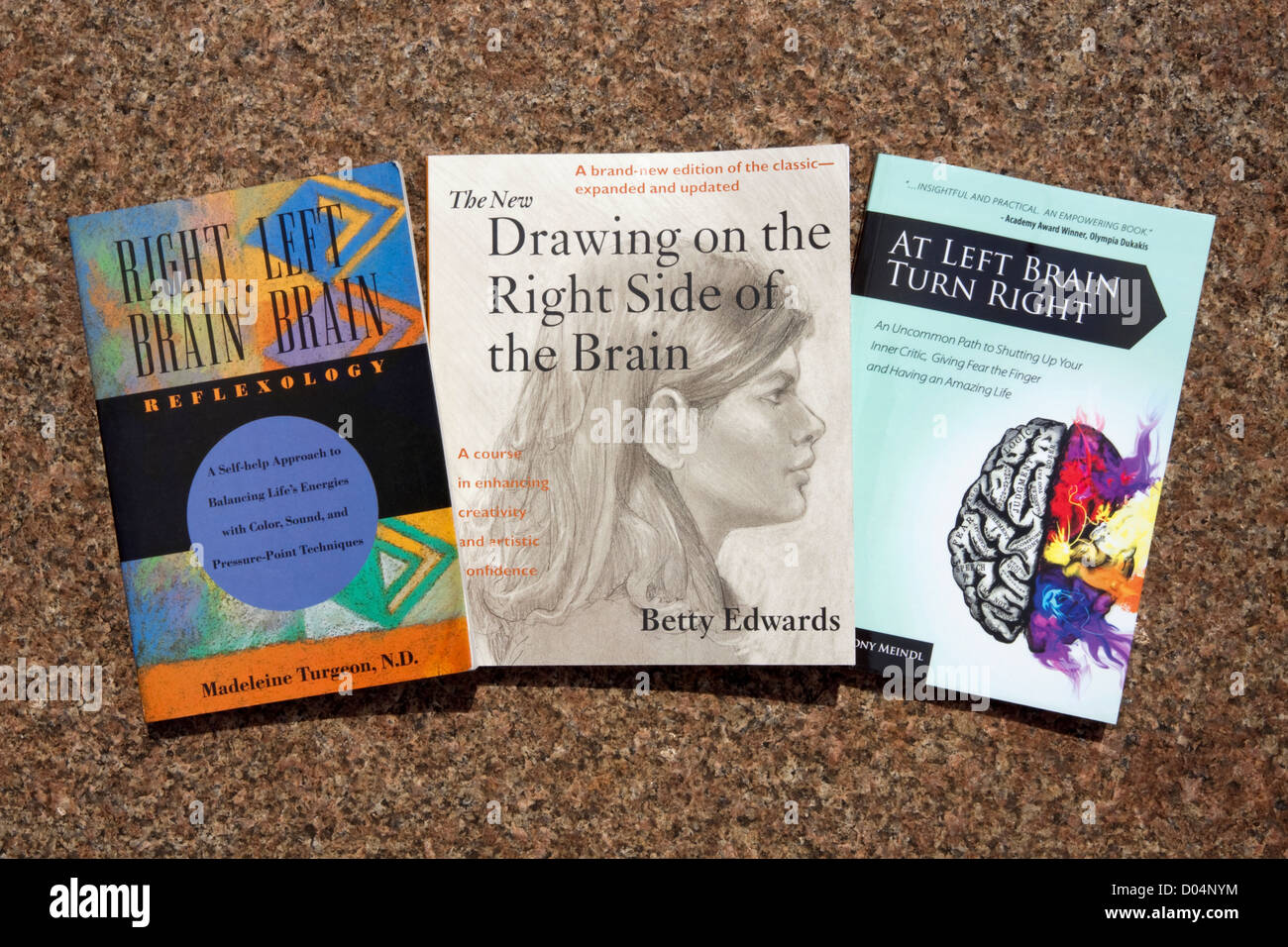 Populäre Bücher Umgang mit Hemisphäre Dominanz "Right Brain" und "linken Gehirnhälfte" Theorie genannt. Stockfoto