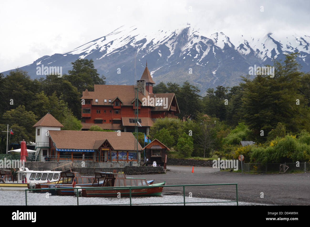 Gebäude im Dorf Petrohue, chilenische Patagonien deutschen Stil. Stockfoto