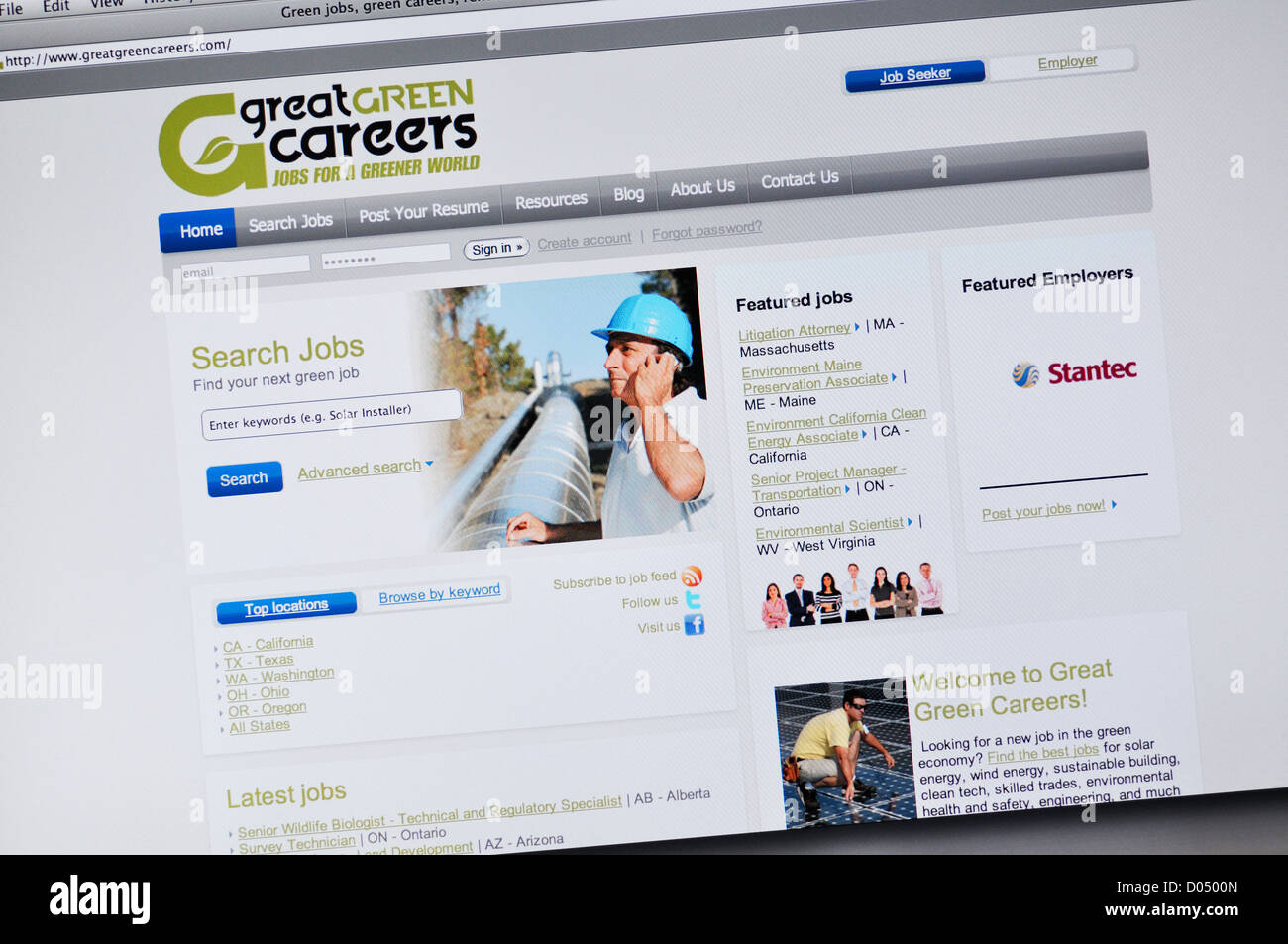 Große grüne Karriereportal - alternative Energy-jobs Stockfoto