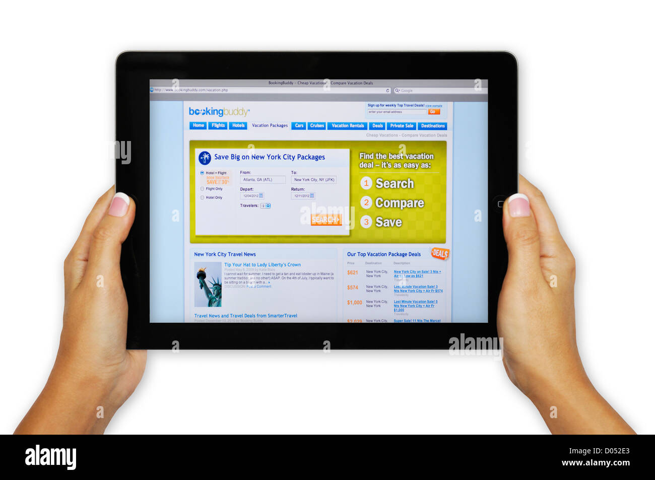 Buchung von Buddy Website - Online-Reise-arrangements Stockfoto