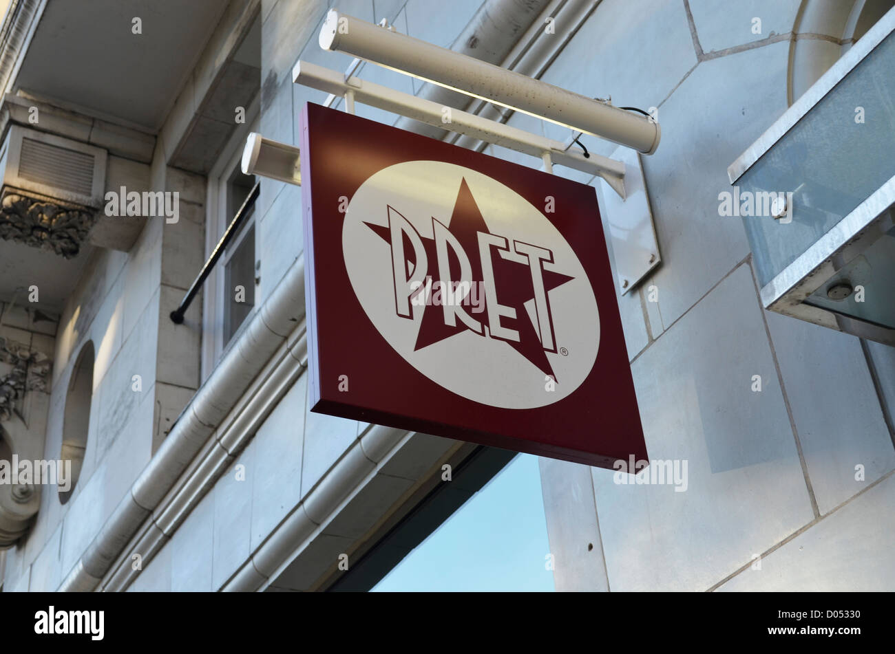 Pret eine Krippe Straßenschild Stockfoto