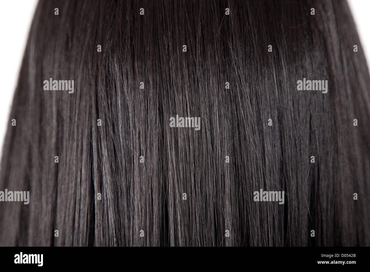 Textur des schwarz glänzenden gesunden glattes Haar, soft-Fokus Stockfoto