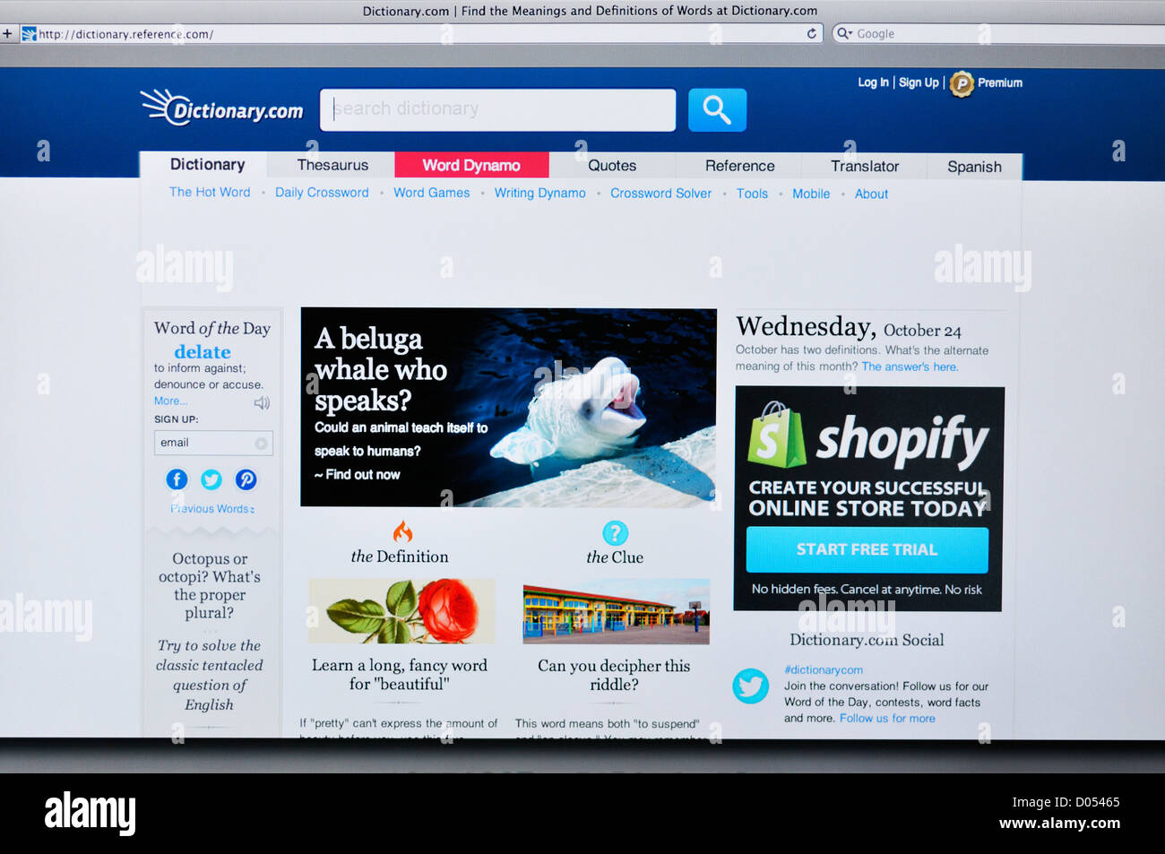 Dictionary.com Webseite Stockfoto
