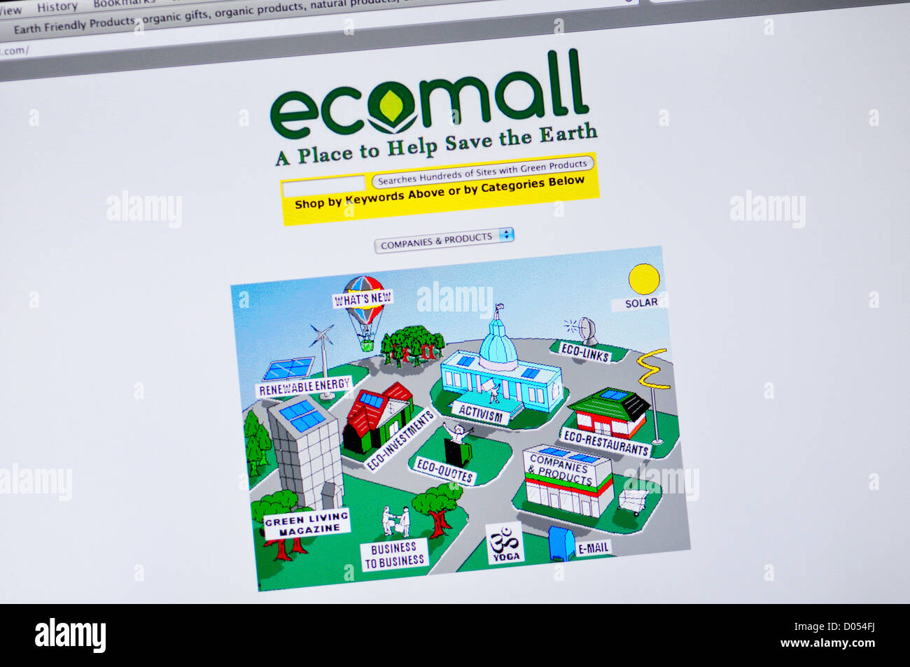 Ecomall Website - Online-umweltfreundliche Produkte Stockfoto