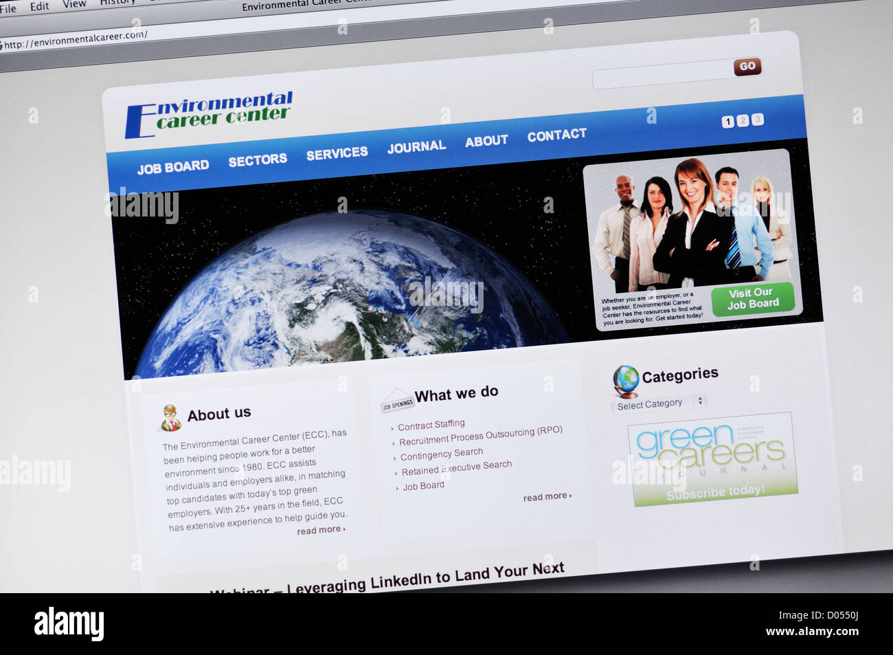 Environmental Career Center Website - Umwelt und grüne job Listing und Karriere-Informations-Website Stockfoto