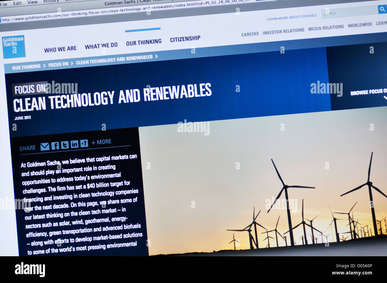 Goldman Sachs Website - Banking und Investment-Unternehmen Stockfoto