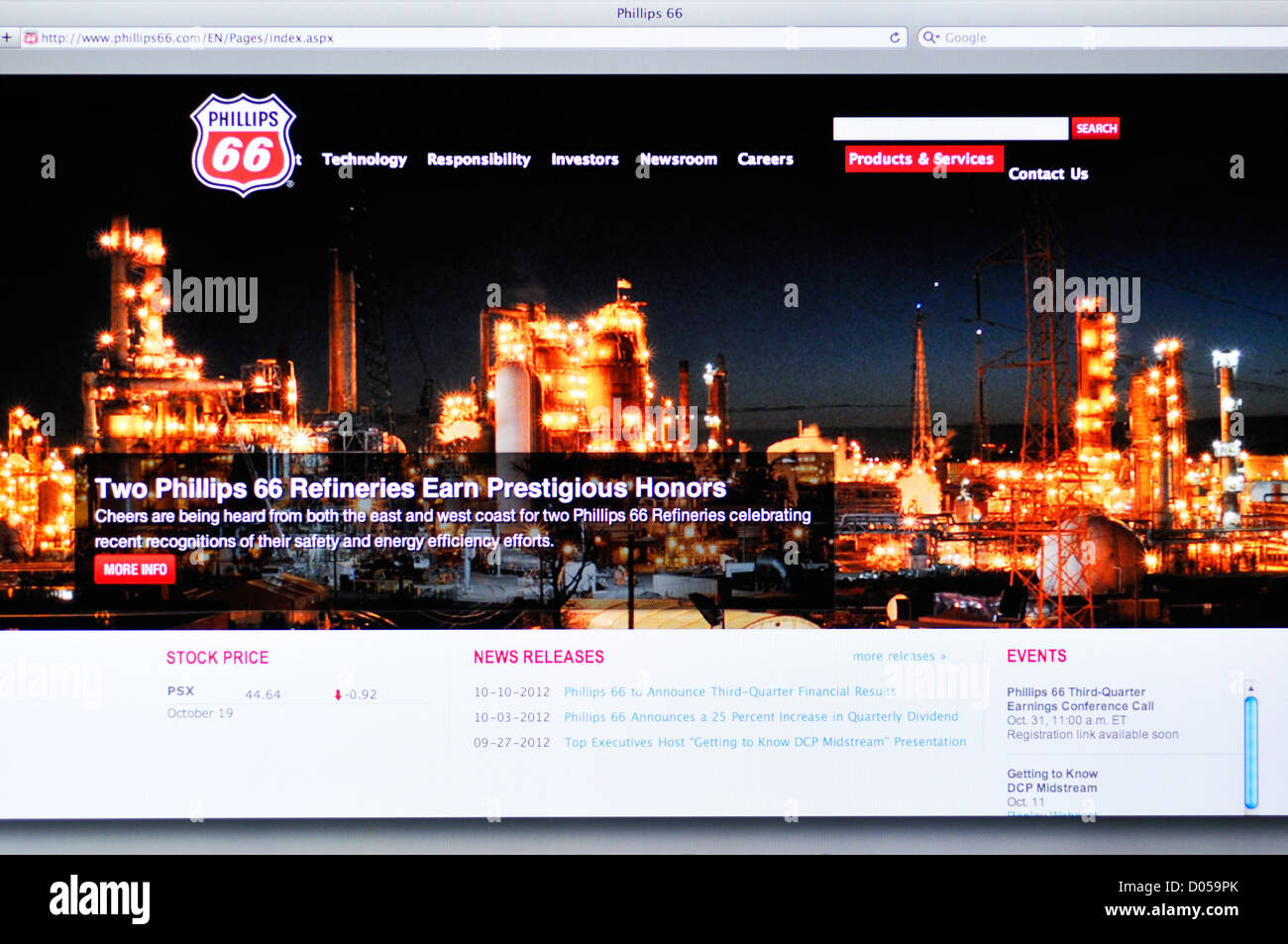 Phillips66 Website - Energie Exploration und Entwicklung Stockfoto