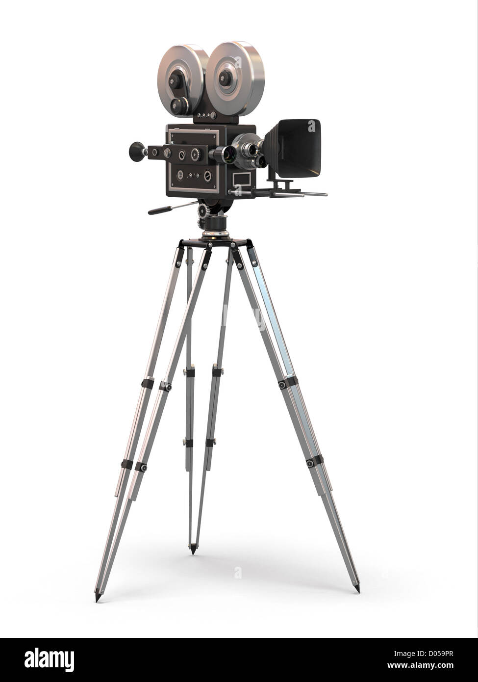 Vintage Filmkamera auf weißem Hintergrund. 3D Stockfoto