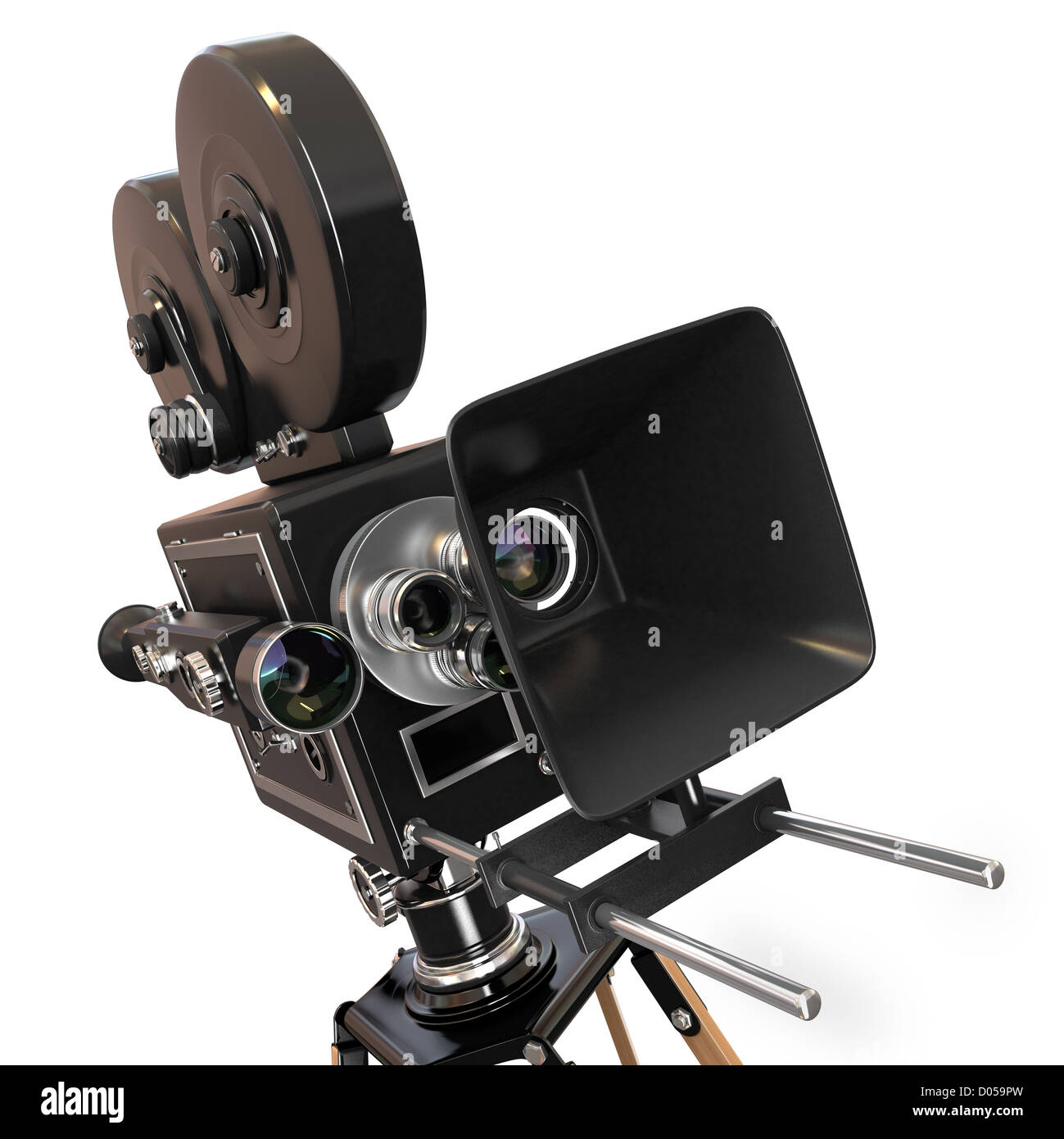 Vintage Filmkamera auf weißem Hintergrund. 3D Stockfoto