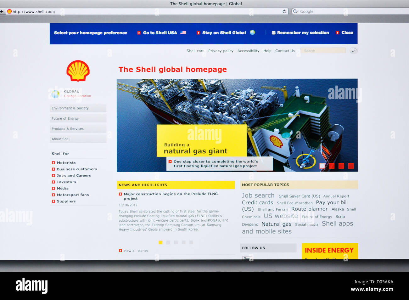 Shell Global website Stockfoto