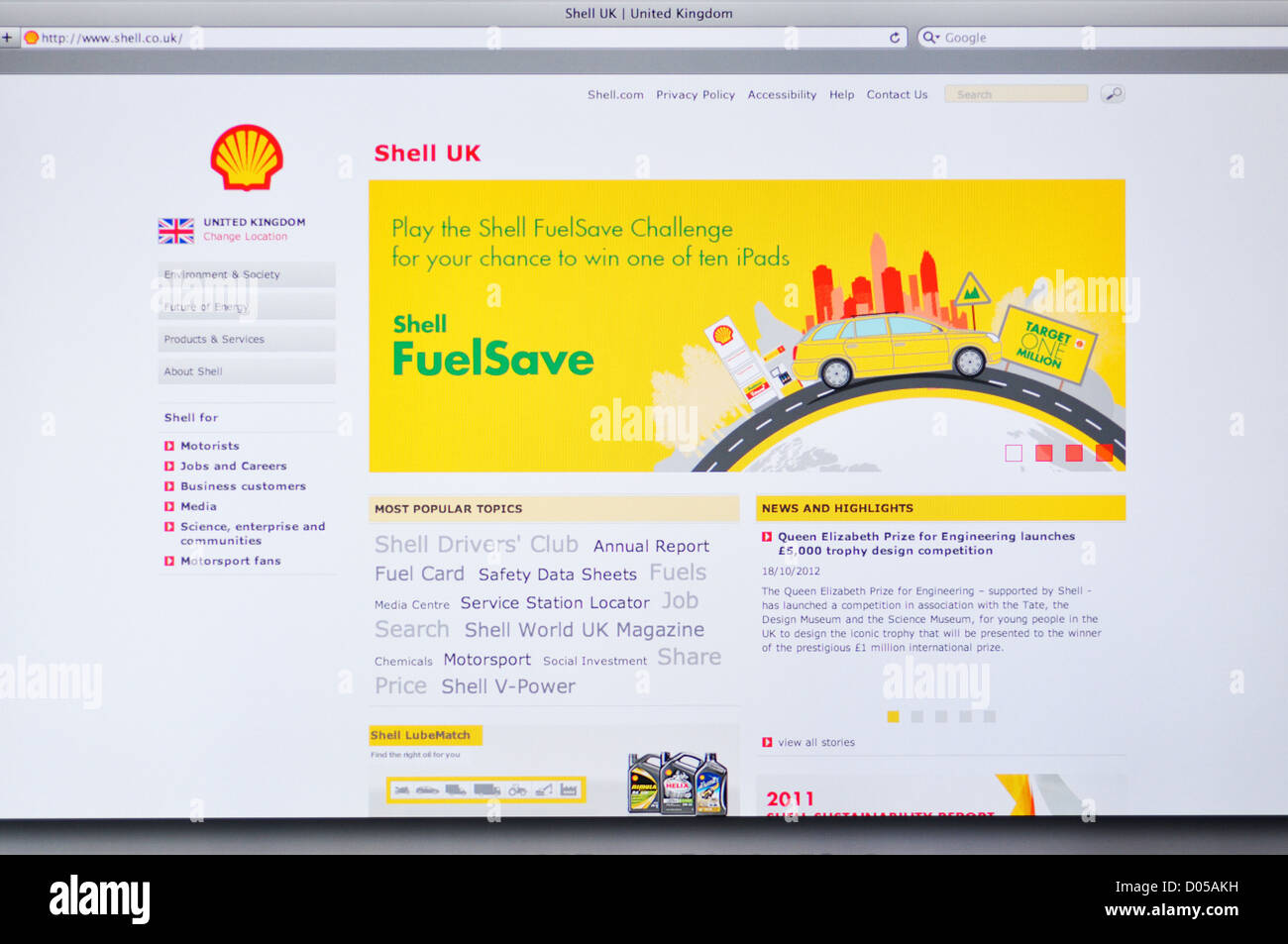 Shell-UK-website Stockfoto