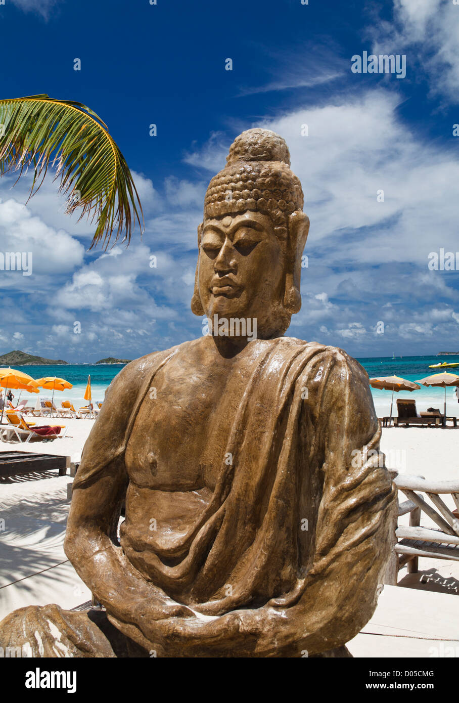 Strand von Orient Bay in Sint Martin Stockfoto