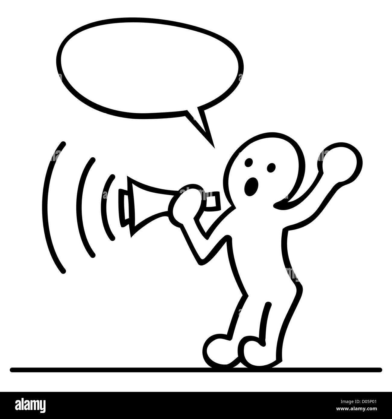 Cartoon von Männern mit Megaphon Stockfoto