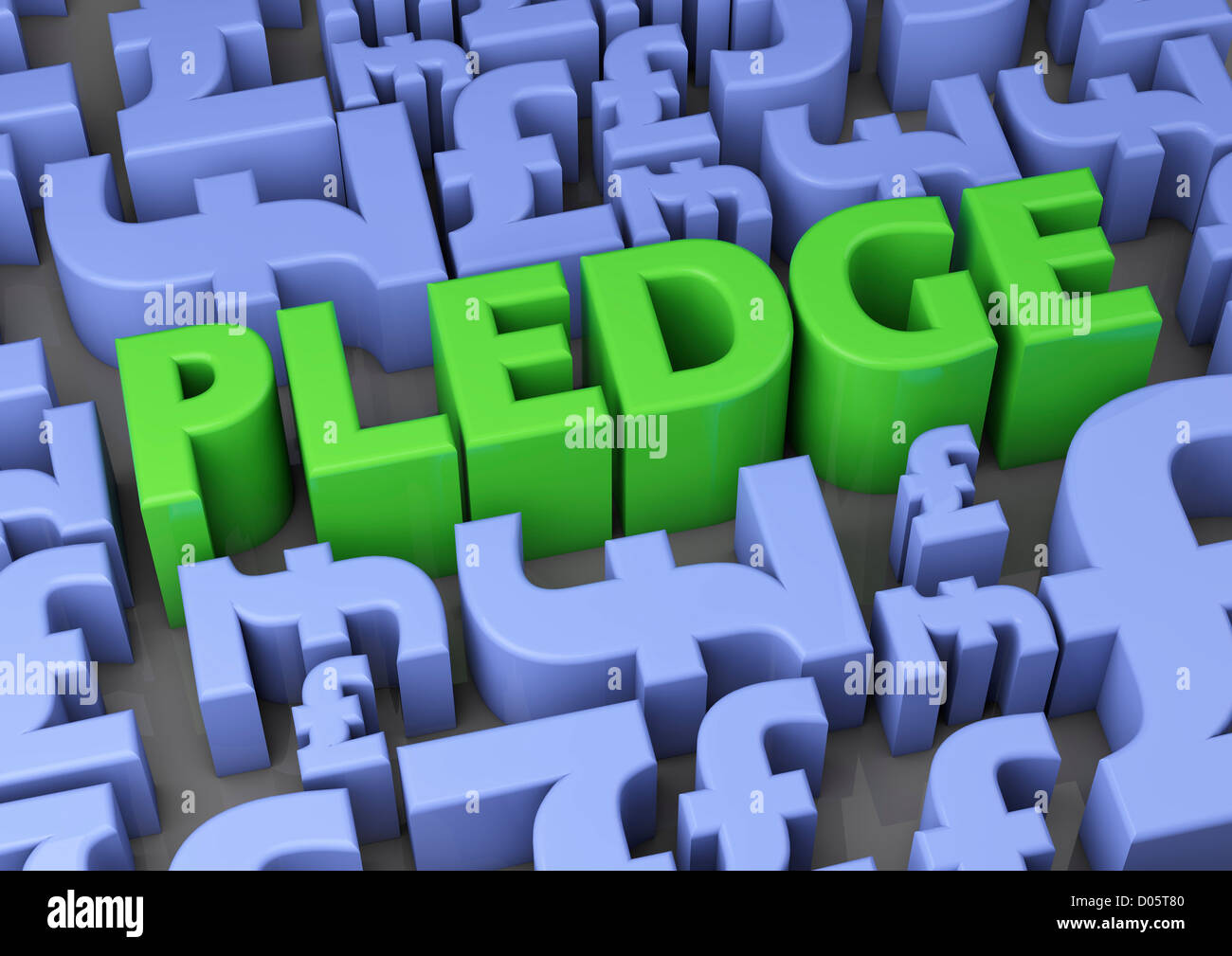 3D rendern, der das Wort "Pfand" umgeben von britischen Pfund Symbole - Konzept Bild Stockfoto