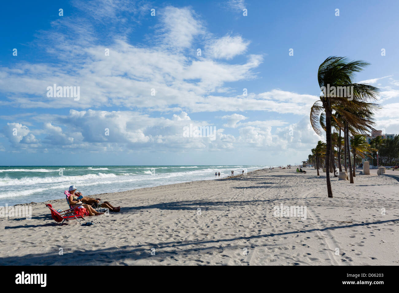 Strand in Hollywood, in der Nähe von Fort Lauderdale, Broward County, Gold Coast, Florida, USA Stockfoto