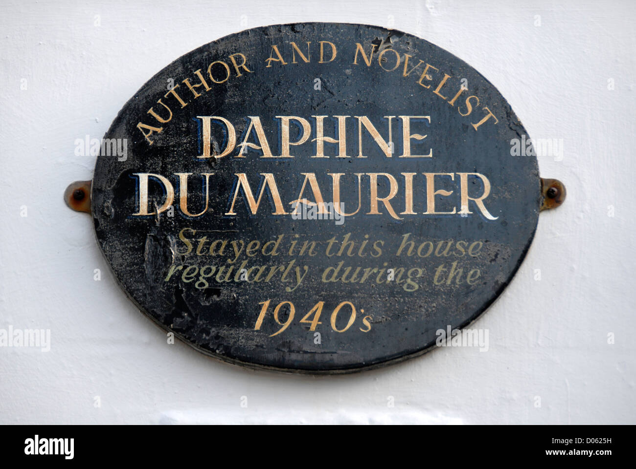 Daphne Du Maurier Hauszeichen, St. Ives, Cornwall, England, UK Stockfoto