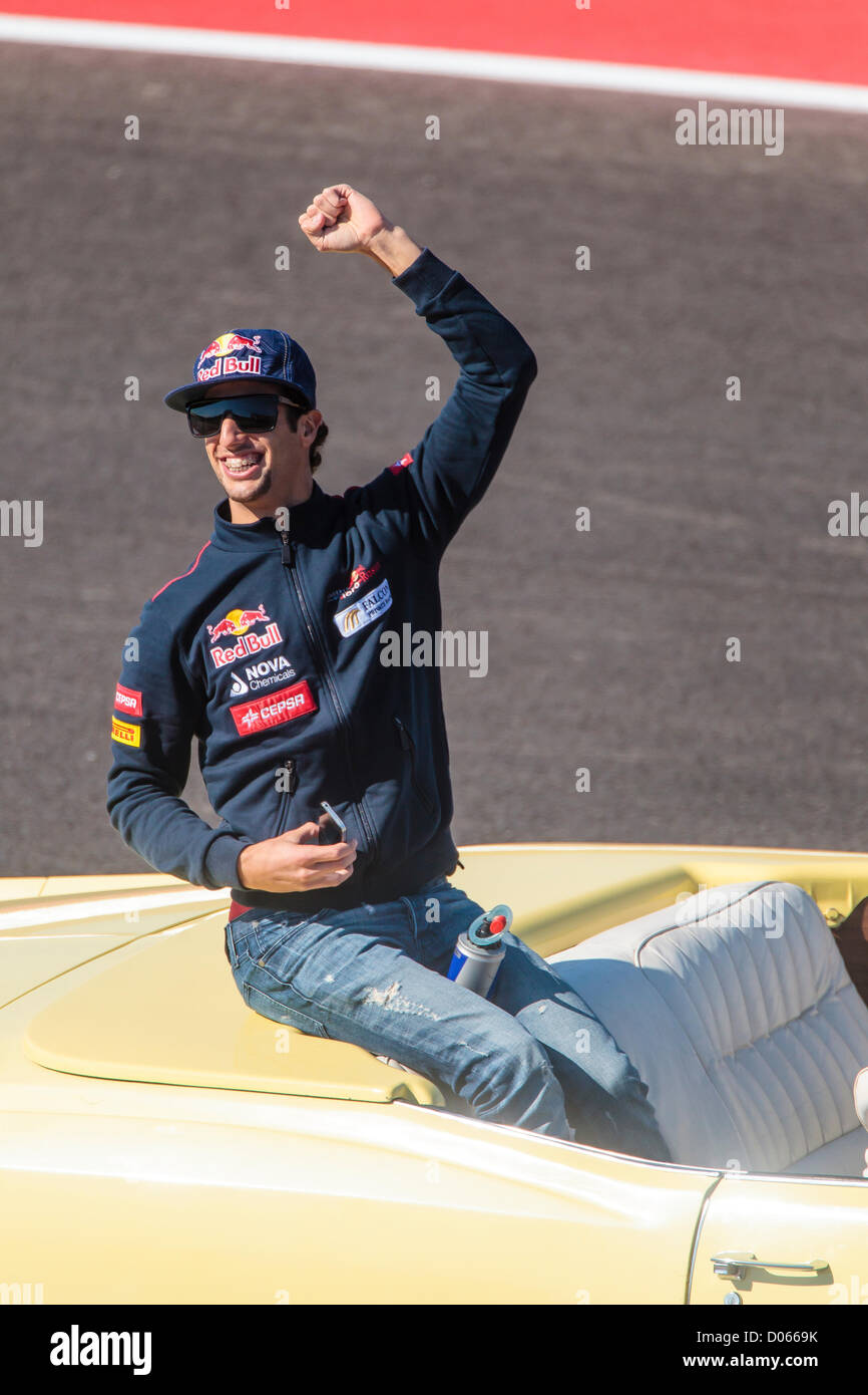 Austin, Texas, USA. 18. November 2012. F1 Circuit of the Americas 18. November 2012. Austin, Texas. Formel 1 Runde 19. Daniel Ricciardo Stockfoto