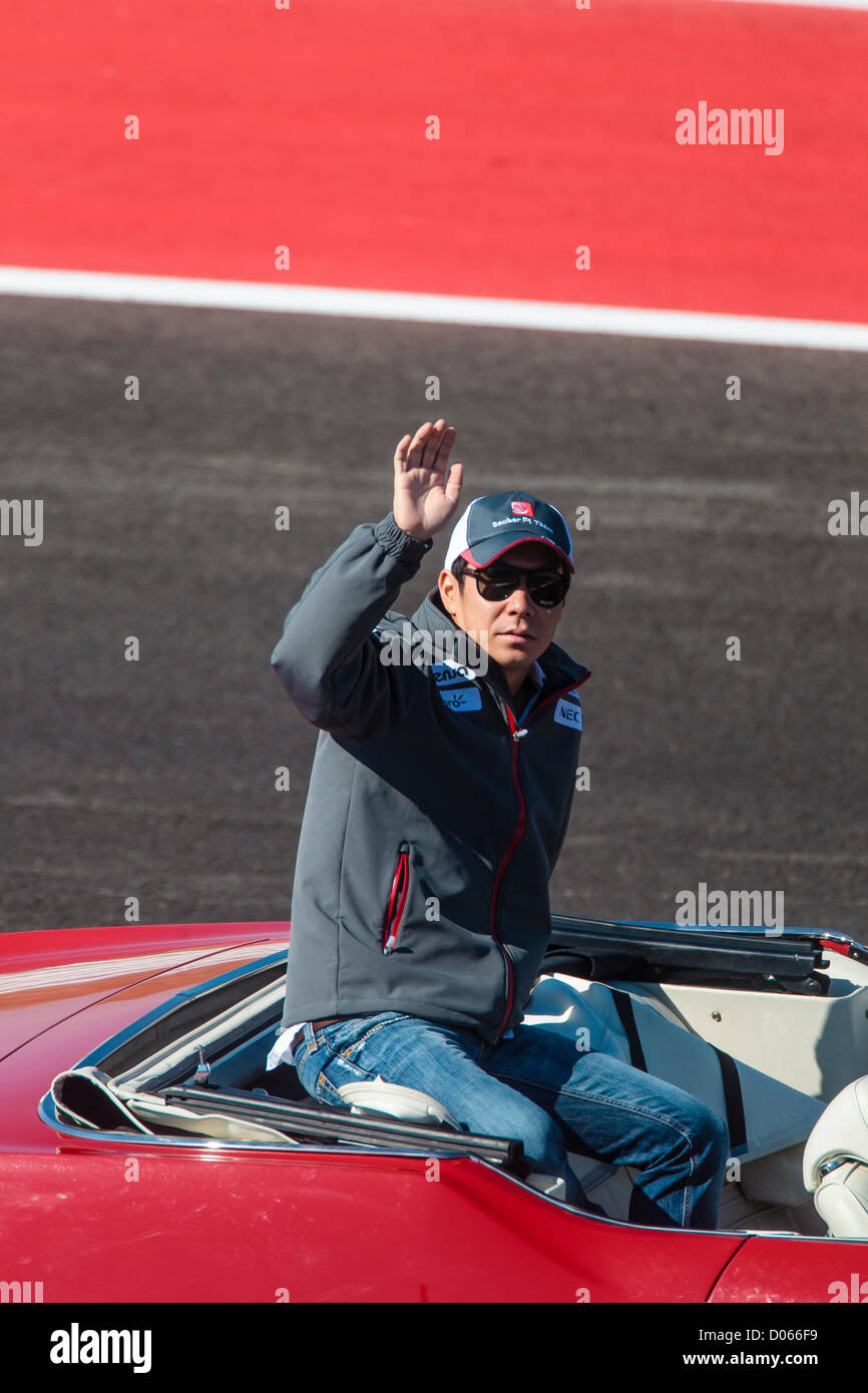 Austin, Texas, USA. 18. November 2012. F1 Circuit of the Americas 18. November 2012. Austin, Texas. Formel 1 Runde 19. Kamui Kobayashi Stockfoto