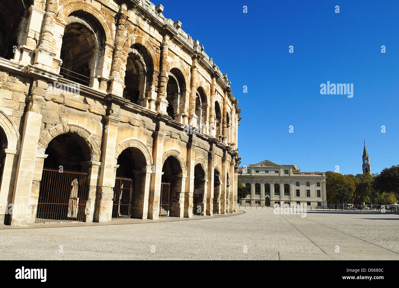 Römische Arena in Stadt Nimes in Südfrankreich Stockfoto