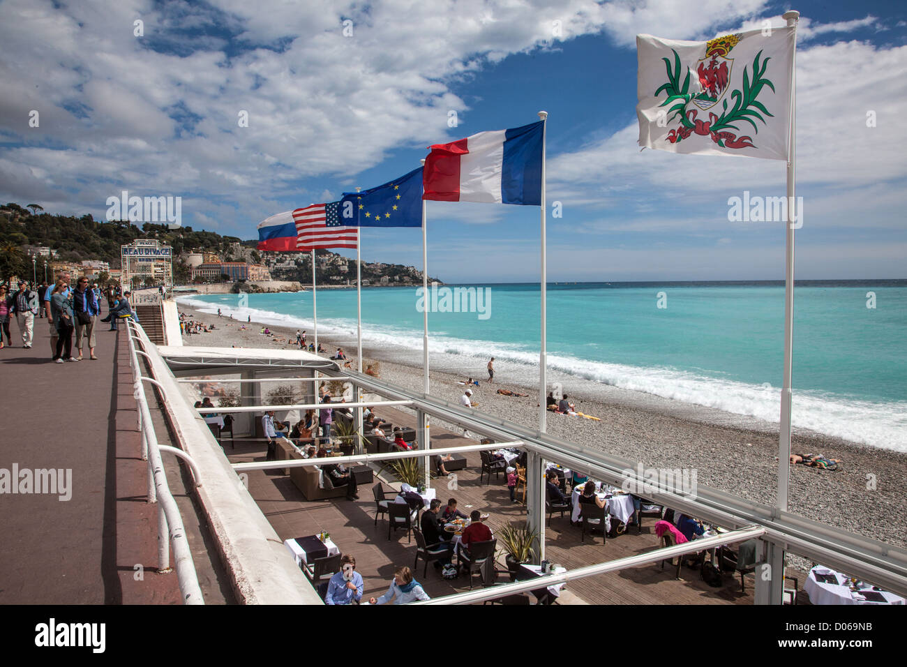 Terrasse Des Restaurant Beau Rivage Promenade Des Anglais Baie Des Anges Nizza Cote D Azur Alpes Maritimes 06 Frankreich Stockfotografie Alamy