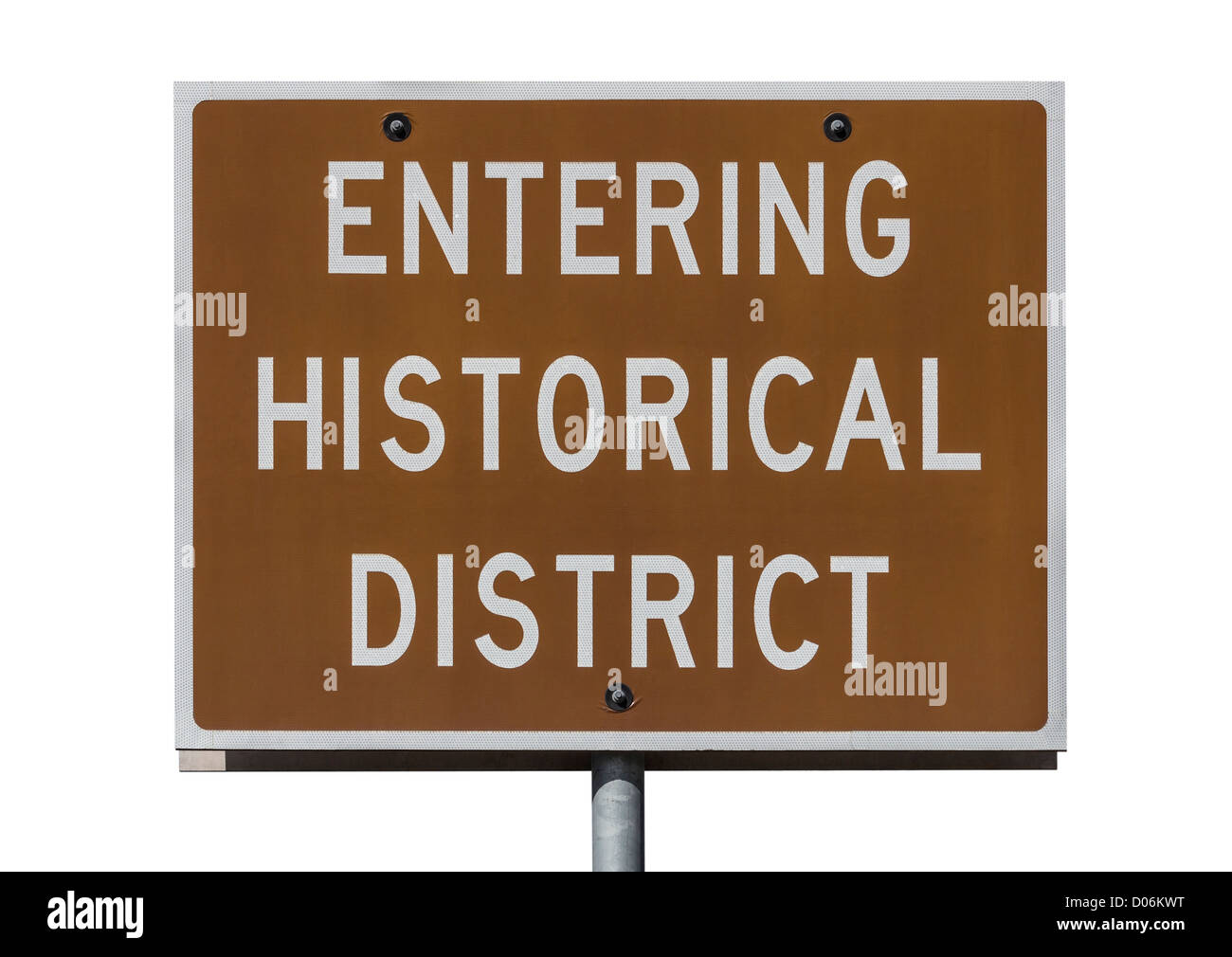 In historischen Viertel Straßenschild mit Beschneidungspfad isoliert. Stockfoto