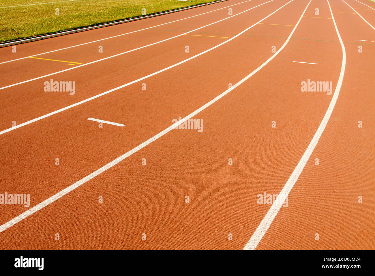 Laufstrecke in einem Stadion Stockfoto