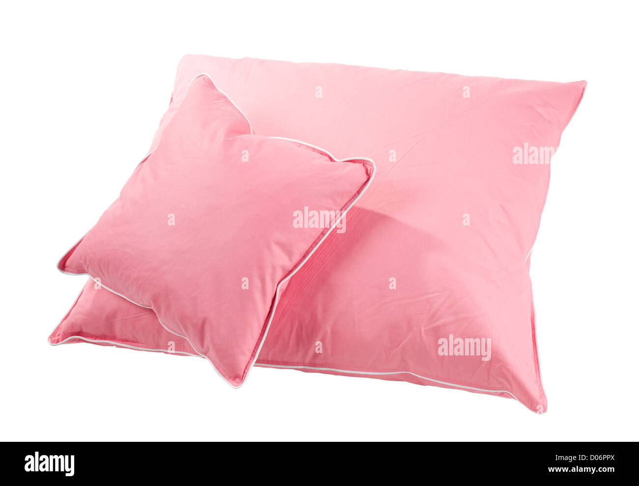Zwei rosa Baumwolle Fusseln Kissen ohne Abdeckung Stockfoto
