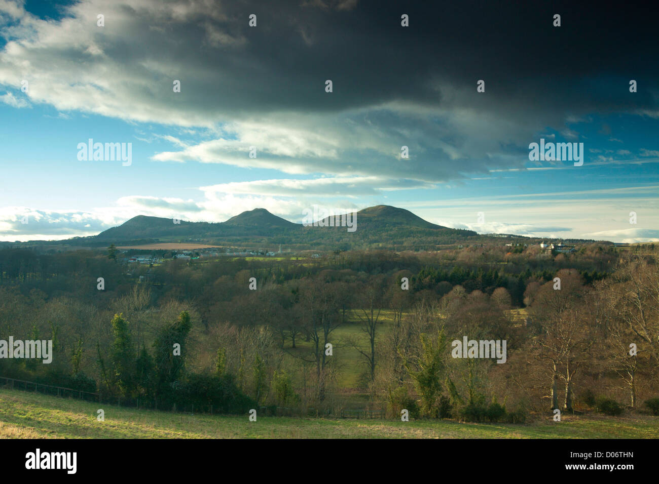 Die Eildon Hills in der Nähe von St Boswells, Scottish Borders Stockfoto