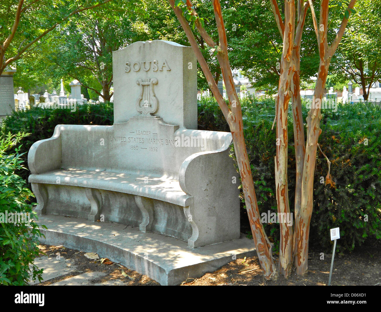 Grab von Sousa in dem Congressional Cemetery in Washington, DC. Der Friedhof ist ein National Historic Landmark Stockfoto